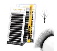 NAGARAKU 5D W Cils Version 3.0 Forme Épis de Blé Cils Naturellement Doux Auto-Éventail Cils Préfabriqué Ventilateurs Finis Tissage Éventail avec Long Manche Volume Cils Noir (0.07mm D 13mm)