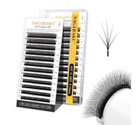 NAGARAKU 5D W Cils Version 3.0 Forme Épis de Blé Cils Naturellement Doux Auto-Éventail Cils Préfabriqué Ventilateurs Finis Tissage Éventail avec Long Manche Volume Cils Noir (0.07mm D Curl 8-12mm)
