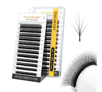 NAGARAKU 5D W Cils Version 3.0 Forme Épis de Blé Cils Naturellement Doux Auto-Éventail Cils Préfabriqué Ventilateurs Finis Tissage Éventail avec Long Manche Volume Cils Noir (0.07mm D Curl 8-15mm)