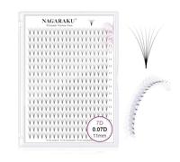 NAGARAKU 7D Premade Fans Cils Prefait Bouquet Volume Russe 320 Fans Boîte XL Pro 16 Rows Préfabriqués Éventails Base Fine Pointue Faciles à Poser Léger Doux Naturel Moelleux Noir Mat(0.07 D 11mm)