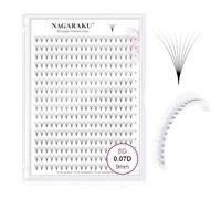 NAGARAKU 8D Premade Fans Cils Prefait Bouquet Volume Russe 320 Fans Boîte XL Pro 16 Rows Préfabriqués Éventails Base Fine Pointue Faciles à Poser Léger Doux Naturel Moelleux Noir Mat(0.07 D 9mm)