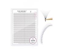 NAGARAKU 8D Premade Fans Cils Prefait Bouquet Volume Russe 320 Fans Boîte XL Pro 16 Rows Préfabriqués Éventails Base Fine Pointue Faciles à Poser Léger Doux Naturel Moelleux Noir Mat(0.07 D 14mm)