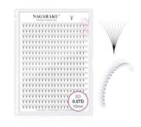 NAGARAKU 8D Premade Fans Cils Prefait Bouquet Volume Russe 320 Fans Boîte XL Pro 16 Rows Préfabriqués Éventails Base Fine Pointue Faciles à Poser Léger Doux Naturel Moelleux Noir Mat(0.07 D 10mm)