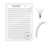 NAGARAKU 9D Premade Fans Cils Prefait Bouquet Volume Russe 320 Fans Boîte XL Pro 16 Rows Préfabriqués Éventails Base Fine Pointue Faciles à Poser Léger Doux Naturel Moelleux Noir Mat(0.07 D 9mm)