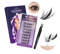 NAGARAKU Auto-Adhésifs Cils Fox Cat Eyes avec Pince 32 Fans C 11-15mm Noir | Effet Fox Cat Eyeregard Félin Élégant, Bande Fine 0,07mm Application En 1 Étape Sans Colle Ni Dissolvant Réutilisable
