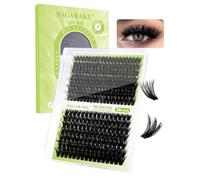 NAGARAKU Cils Cluster 80D 100D Mega Volume Bande Fine Knot Free 280 Pcs DIY Touffes Courtes Dense et Vaporeux Ne Se Désagrègent Pas Style Manga Glamour Réutilisable Noir 14 Rows (0,07mm D 9-15mm)
