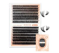NAGARAKU Cils Cluster Mega Volume 60D 80D Bande Fine Knot Free 280 Pcs DIY Touffes Courtes Fluffy Dense Wispy Ne Se Désagrègent Pas Effet Extension Salon Léger Noir 14 Rows (0,07mm D 9-15mm)