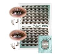NAGARAKU Cils DIY à Bande Fine 30D 40D Mega DIY 280 Cluster Individuels Bouquet Volume Set éPais Et Moelleux Mince Grappes de Naturel Vaporeux Lash Pour Débutants Marron 14 Rows (0,07mm C 9-15mm)