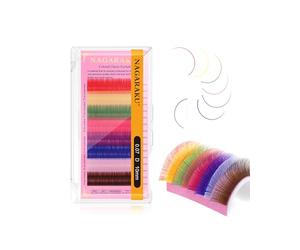 NAGARAKU Colorés Cils Classiques 0.07mm D 10mm Pour 1:1 et Volume 16 Rows | 8 Couleurs, Doux Et Léger Rebond Stable Idéal Pour Le Cosplay Le Maquillage De Bal Le Carnaval Et Les Maquillages Créatifs