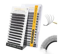 NAGARAKU Double Pointe 10D W Cils Préfait Bouquet Extension Cils Fait Main WW Naturel Faux Cils Wispy Gagner du Temps Léger en Volume Russe Soie Cils Premade Fan Eyelash Cluster Noir(0.07mm D 8-15mm)