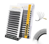 NAGARAKU Double Pointe 10D W Cils Préfait Bouquet Extension Cils Fait Main WW Naturel Faux Cils Wispy Gagner du Temps Léger en Volume Russe Soie Cils Premade Fan Eyelash Cluster Noir(0.07mm D 8-12mm)