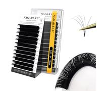 NAGARAKU Easy Fan Cils 2 Layers 2~20D Automatique Bouquet Extension de Cils Russe Volume Technique Blooming Clump Auto-Éventail Doux Naturel Auto Self Fanning Fluffy Eyelash Noir (0.07 D 14mm）