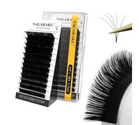 NAGARAKU Easy Fan Cils 2 Layers 2~20D Automatique Bouquet Extension de Cils Russe Volume Technique Blooming Clump Auto-Éventail Doux Naturel Auto Self Fanning Fluffy Eyelash Noir (0.05 C 8-15mm)