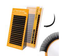 NAGARAKU Ellipse Plat Cils 5e Génération Pointes Double Ultra Légers Fins Naturels Individuels Boucle Stable Plats Fendus Divisées Noir Mat Extension de Cils à Cils Flat Lash 16 Rows (0.15 D 9mm)