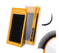 NAGARAKU Ellipse Plat Cils 5e Génération Pointes Double Ultra Légers Fins Naturels Individuels Boucle Stable Plats Fendus Divisées Noir Mat Extension de Cils à Cils Flat Lash 16 Rows (0.20 D 14mm)