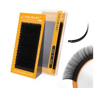NAGARAKU Ellipse Plat Cils 5e Génération Pointes Double Ultra Légers Fins Naturels Individuels Boucle Stable Plats Fendus Divisées Noir Mat Extension de Cils à Cils Flat Lash 16 Rows (0.20 C 12mm)