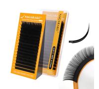 NAGARAKU Ellipse Plat Cils 5e Génération Pointes Double Ultra Légers Fins Naturels Individuels Boucle Stable Plats Fendus Divisées Noir Mat Extension de Cils à Cils Flat Lash 16 Rows (0.20 C 8-15mm)