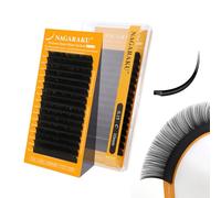 NAGARAKU Ellipse Plat Cils 5e Génération Pointes Double Ultra Légers Fins Naturels Individuels Boucle Stable Plats Fendus Divisées Noir Mat Extension de Cils à Cils Flat Lash 16 Rows (0.15 C 10mm)