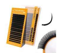 NAGARAKU Ellipse Plat Cils 5e Génération Pointes Double Ultra Légers Fins Naturels Individuels Boucle Stable Plats Fendus Divisées Noir Mat Extension de Cils à Cils Flat Lash 16 Rows (0.15 D 8-12mm)