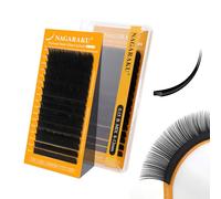 NAGARAKU Ellipse Plat Cils 5e Génération Pointes Double Ultra Légers Fins Naturels Individuels Boucle Stable Plats Fendus Divisées Noir Mat Extension de Cils à Cils Flat Lash 16 Rows (0.15 B 8-12mm)