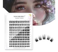 NAGARAKU Extensions De Faux Cils Segmentés Auto-Greffes à Faire Soi-Même Tige Large Grappes Individuelles De Cils Touffus Volume False Eyelash Extension（T50 132 Pcs 50D 7mm D Curl 15mm）