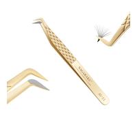 NAGARAKU Pince Fibre Cils Mega Volumineux Greffage Pince à Épiler Précision Professionnelle Poignée Antistatique Antidérapante Inoxydable Curved Tweezer pour Créer des Fleurs de Cils (7 Typ AG-11)