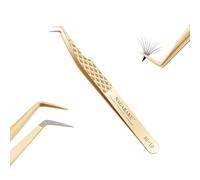 NAGARAKU Pince Fibre Cils Mega Volumineux Greffage Pince à Épiler Précision Professionnelle Poignée Antistatique Antidérapante Acier Inoxydable Curved Tweezer pour Créer des Fleurs de Cils (80°AG-10)