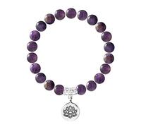 Nàgàrjuna - Bracelet d'Harmonie LOTUS - Amethyste Naturelle 8 mm - Argent 925 - Élastique Haute Résistance - Bijou Homme Femme