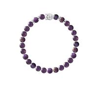 Nàgàrjuna - Bracelet Porte Bonheur BUDDHA - Amethyste Naturelle 6 mm - Bouddha Argent 925 - Élastique Haute Résistance - Bijou Femme