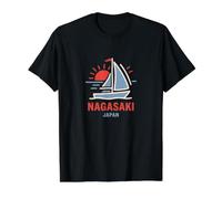 Nagasaki Japan Voilier Coucher de Soleil T-Shirt Graphique avec Valeur