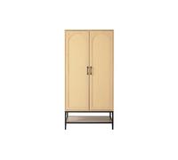 Bestmobilier - Nagato - Armoire - cannage et Effet Bois - 80 cm, Bois/Noir