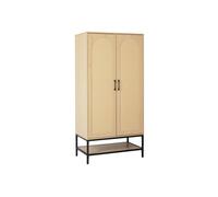 Nagato - armoire - cannage et effet bois - 80 cm - Bois / Noir