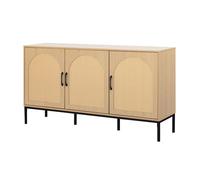 Nagato - buffet bas - cannage et effet bois - 150 cm - Bois / Noir
