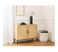 Nagato - buffet bas - cannage et bois - 100 cm - Bois / Noir Bois / Noir