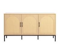 Best mobilier Buffet bas Nagato cannage et effet bois 3 portes 150 cm Bois/Noir