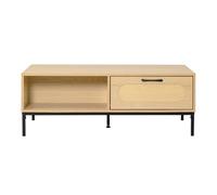 Nagato - table basse - cannage et effet bois - 1 tiroir et 1 niche - 110 cm - Bois / Noir