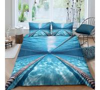 Nageant pool Linge de Lit Entretien Facile Microfibre Hypoallergique 3 pièces Underwater perspective Ensemble De Literie avec 2 Taies d'oreiller Léger for Chambre de adolescents King（220x240cm）