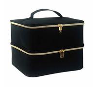 Nagellack-Aufbewahrungskoffer, Großer Aufbewahrungskoffer with Zip verschluss für Nagellack, Geteilte Kosmetiktasche für zu Hause, weicher Nagelzubehör-Organizer für Nagelgel, Nagelfeilen, noir