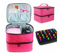 Nagellack-Aufbewahrungskoffer, Großer Aufbewahrungskoffer with Zip verschluss für Nagellack, Geteilte Kosmetiktasche für zu Hause, weicher Nagelzubehör-Organizer für Nagelgel, Nagelfeilen, Rose (Hot