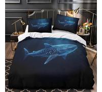 Nager avec un requin-baleine Housse de Couette 3D Effet Douce Confortable Résistante Scène naturelle sous-marine Parure de Lit Microfibre Fermeture Éclair Ultra Douce for Couple Single（140x200cm）