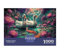 Nager Entre Lotus et Koi Puzzle 1000 Pièces Défiant, Faune Sauvage Jeux Éducatifs pour Adultes, Cadeau Et Décoration Intérieure 38x26cm/1000pcs