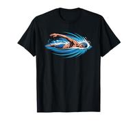 Nageur Maître Natation Maîtres Compétition Insigne Piscine T-Shirt
