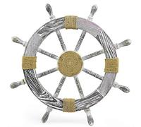 Nagina International 30 "roue de bateau en bois de pin de qualité supérieure décoratif noir antique nautique avec motif de corde - Capitaine Maritime Beach Home Decor cadeau