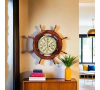 Nagina International 36 "Prime Acajou fabriqué Grande Roue de Bateau Nautique Horloge Mondiale Times | Décoration et Cadeaux Nautiques (36 Pouces, Bois de Rose)