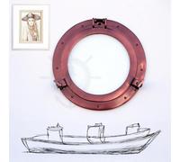 Nagina International Antique Coke Cuivre Murale Nautique Miroir Vintage en Aluminium | Hublot de Navire | Décor sur Le thème Nautique Maritime de Pirate (15 Pouces, fenêtre Antique légère)