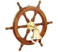Nagina International Barre d'extension en laiton pour roue de bateau en palissandre authentique montée sur cloche nautique | Décoration murale pour décoration maritime | 76,2 cm