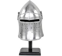 Nagina International Bascinet Visored Barbuta Casque en acier | Casque médiéval de collection de chevalier LARP et armure | Coiffe pour fête d'Halloween, Argenté, Large