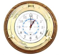 Nagina International Beach House - Belle Horloge Murale de Style Marine avec Base en Bois de Rose, Fait à la Main | Cadeau de décoration en Laiton Nautique (10 Pouces)
