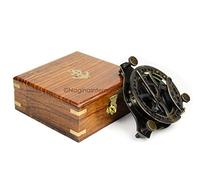 Nagina International Boussole Triangulaire Beau Cadran Nautique de 5"avec indicateur de Niveau enfermé dans Un étui incrusté d'ancre en Bois de Rose véritable | Maritime Decor Gifts (Laiton Antique)