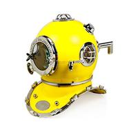 Nagina International Casque de plongée nautique de 45,7 cm | Casque décoratif de bateau maritime (45,7 cm, jaune nickelé)